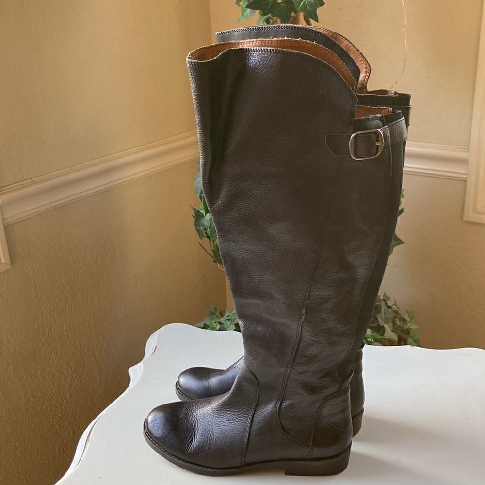 Vintage Lucky 🍀 Brand Tall Black Leather Riding Cowgirl Boots Size 5.5